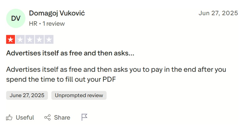 trustpilot user review about docfly pdf editor