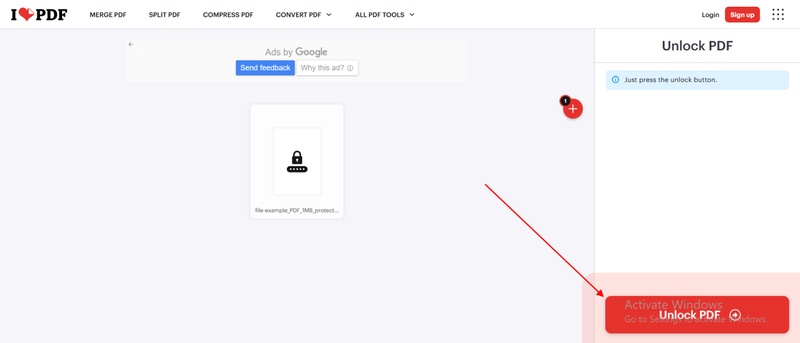 unlock button to allow printing