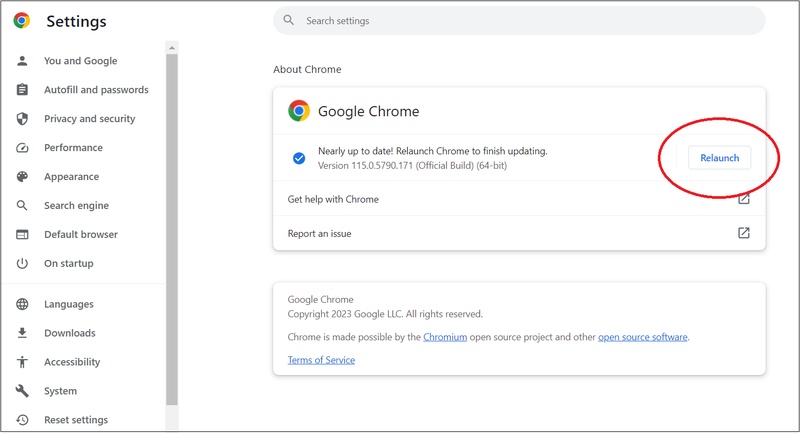 update google chrome