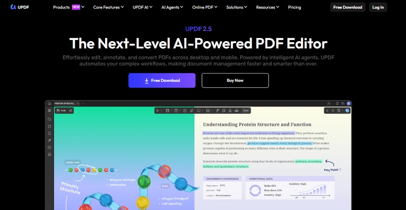updf ai powered pdf editor homepage interface