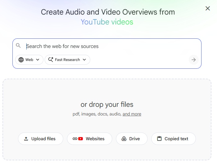 upload sources to notebooklm