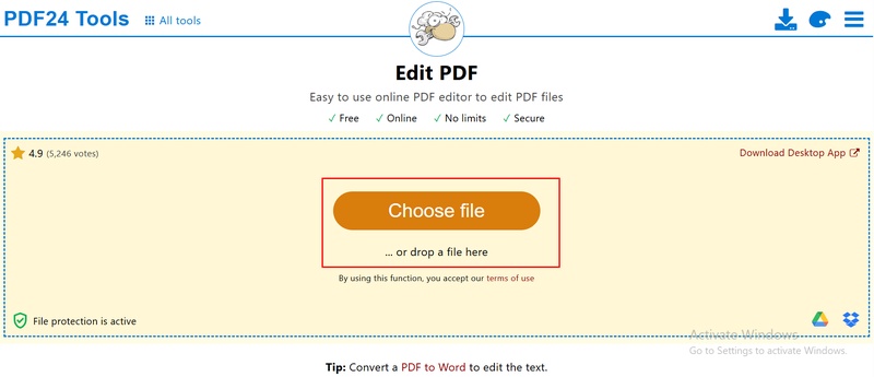 upload scanned pdf pdf24