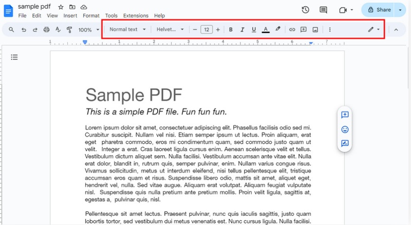 use the editing features in google docs