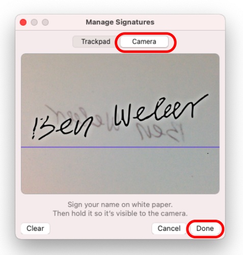 use your trackpad or camera