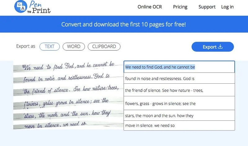 using pen to print as handwriitng recognition ocr