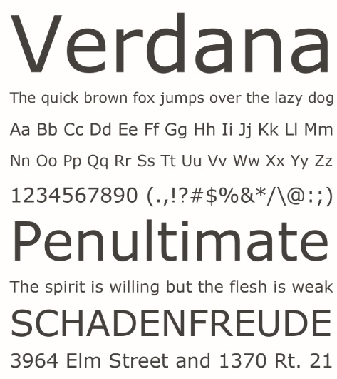 verdana font style