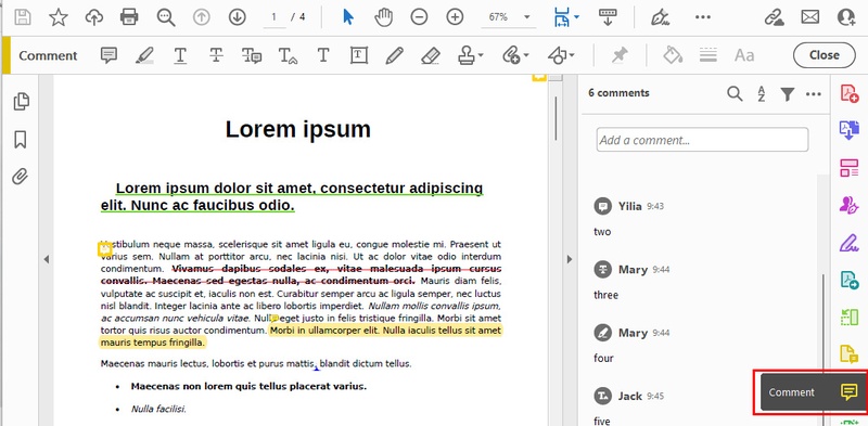 view all comments in pdf via adobe acrobat reader