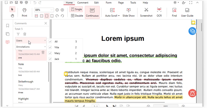 view comments in pdf efficiently