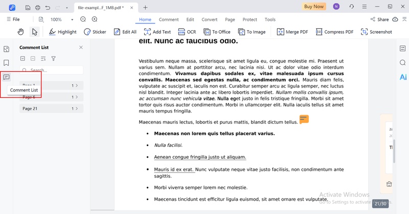 view comments in pdf