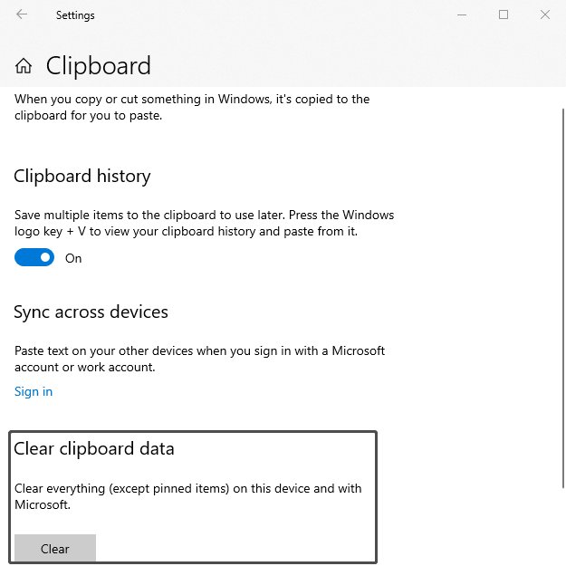 clear clipboard data