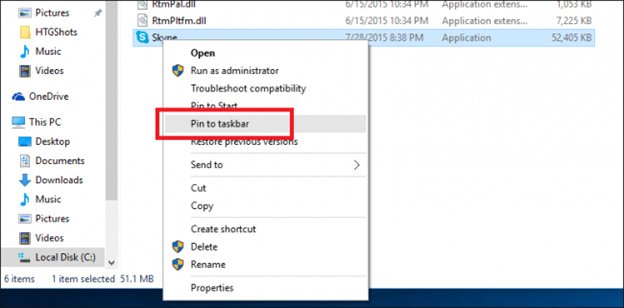 pin app shortcut windows 10