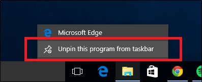 unpin from taskbar