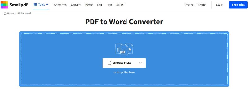 Convertisseur PDF vers Word en ligne de Smallpdf