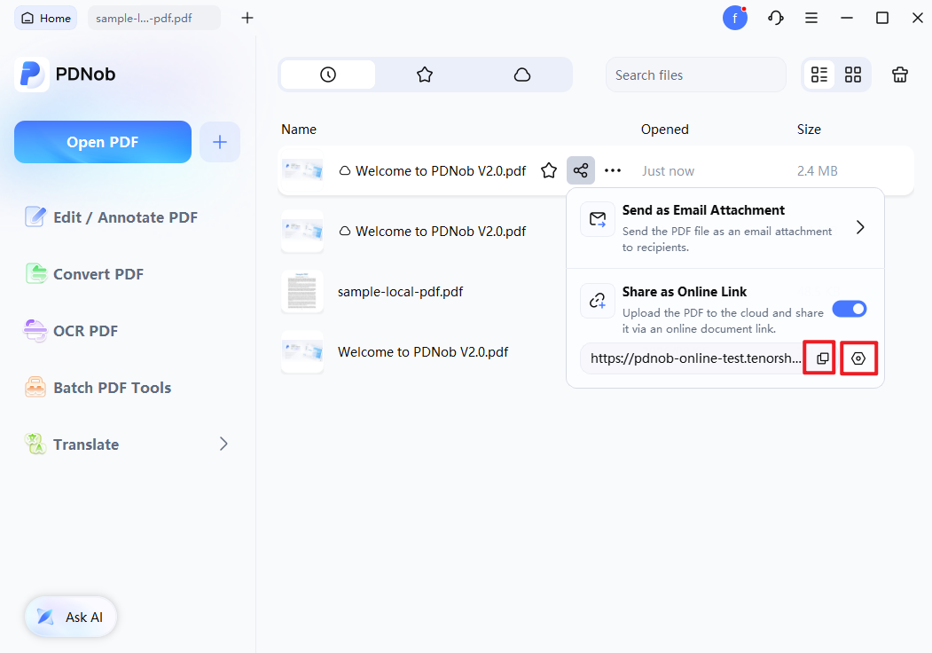 share settings