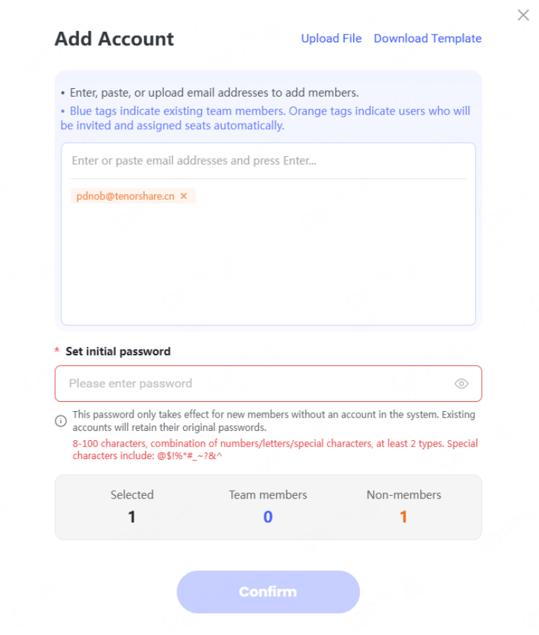 set member account password