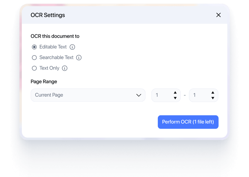 OCR text recognition feature demonstration