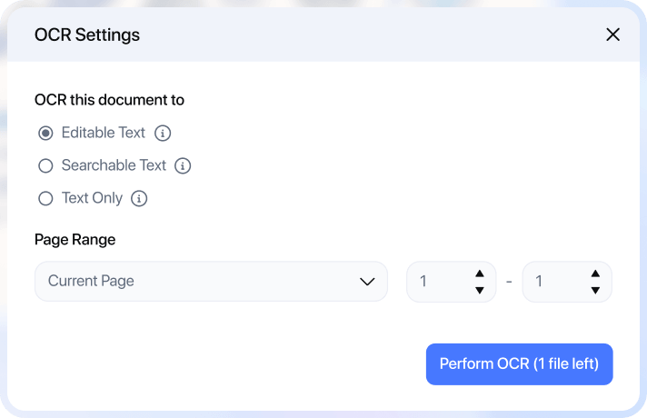 OCR text recognition feature demonstration