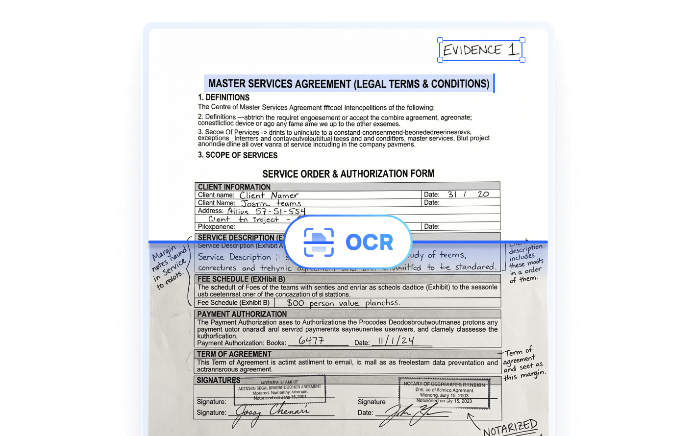 OCR processed PDF with editable text