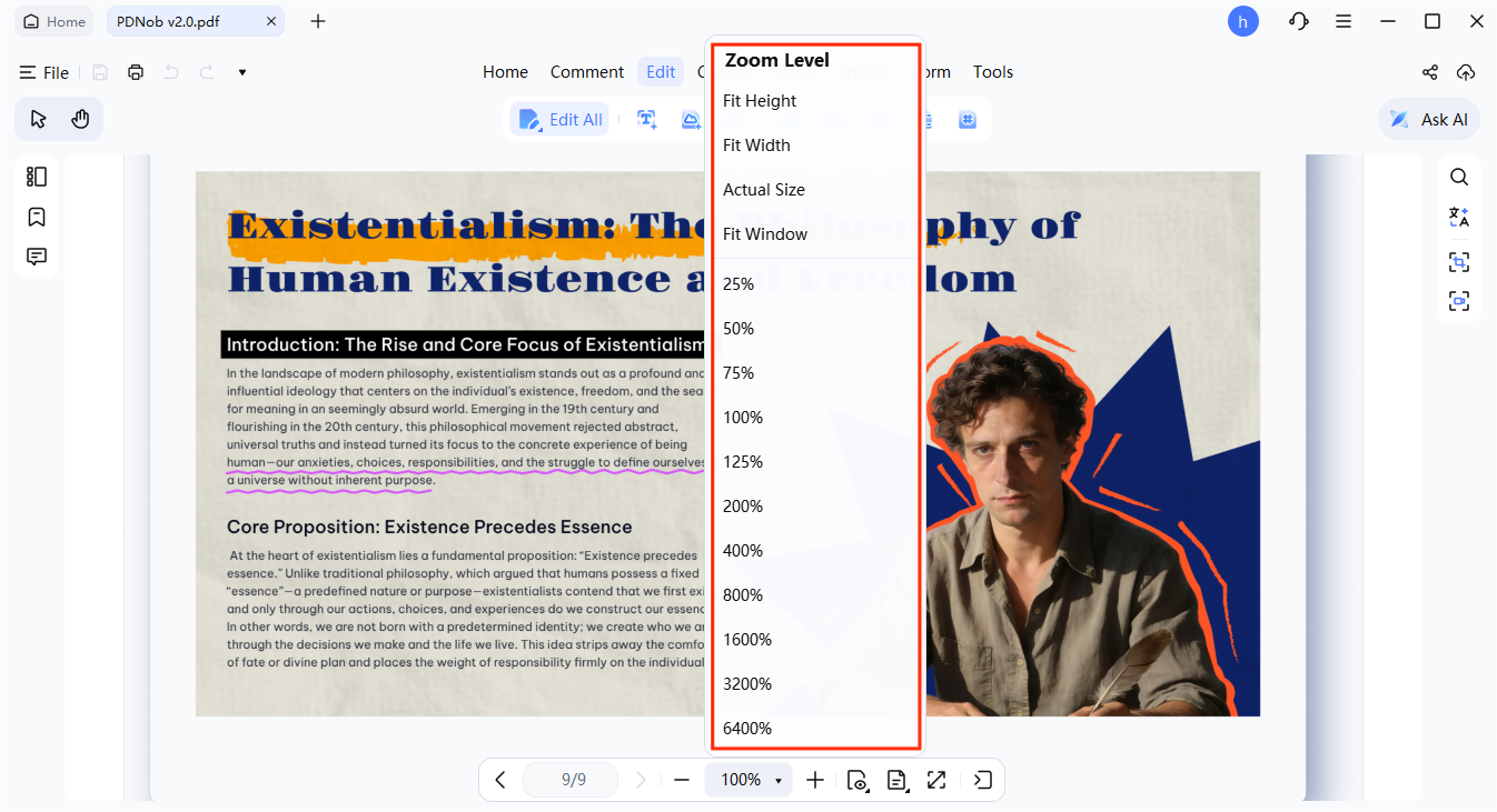pdf zoom and view settings