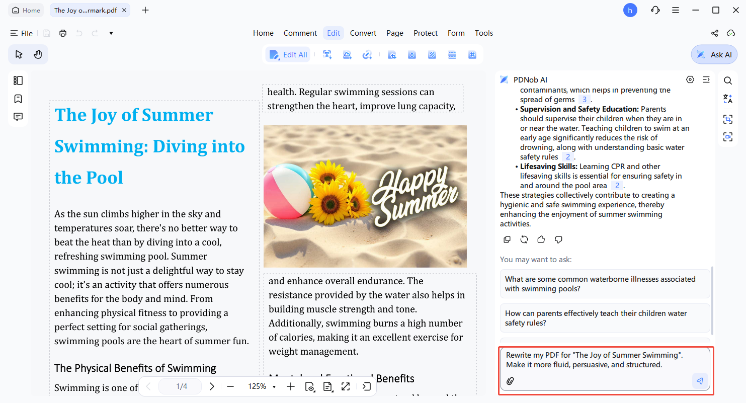 chat with pdf to rewrite