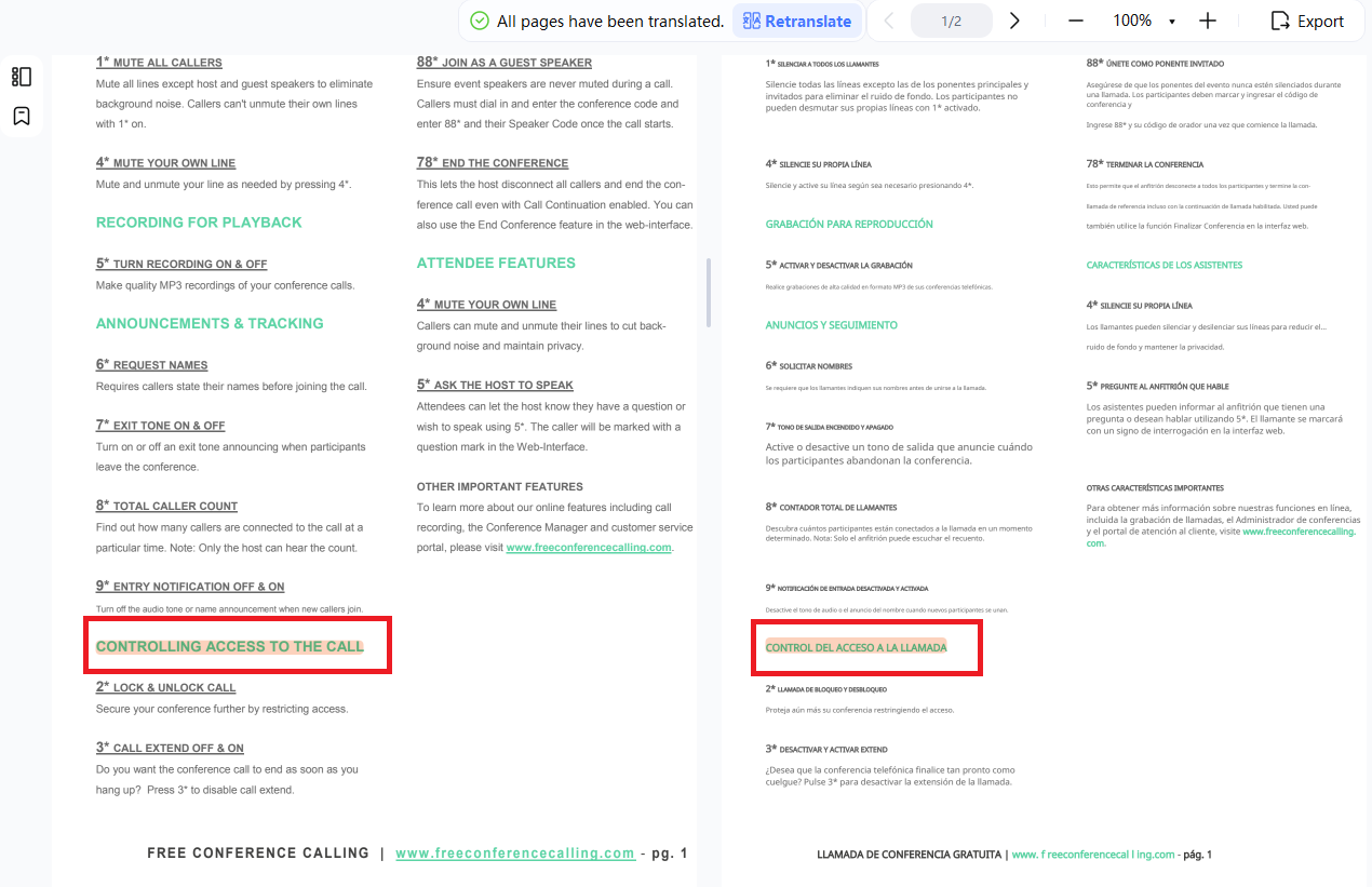Original und Übersetzung vergleichen