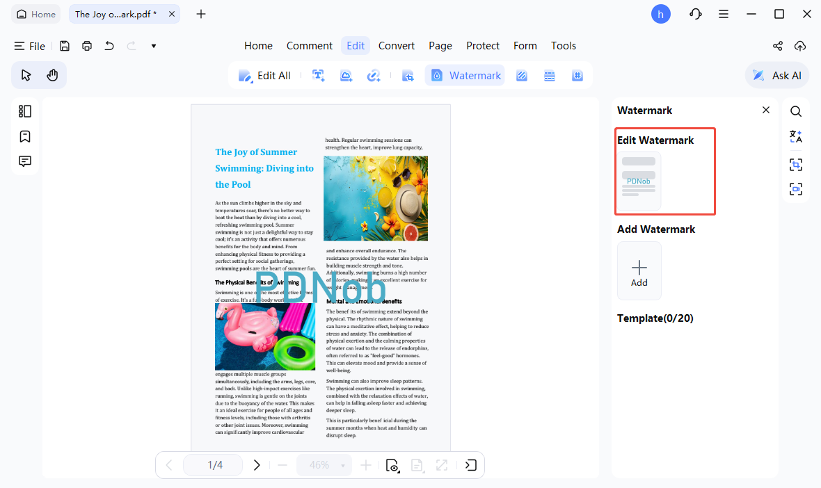 edit current watermark