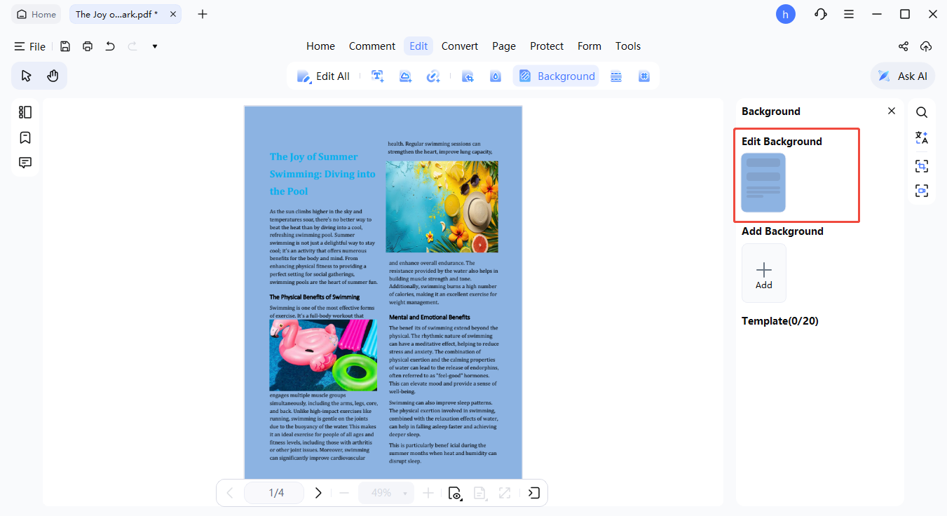edit existing background
