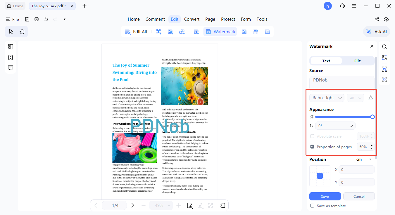 edit watermark settings
