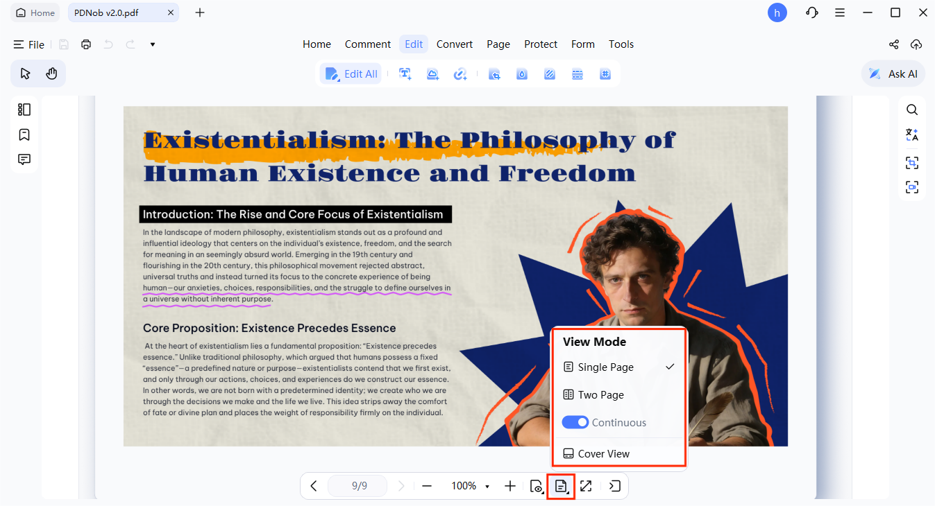 pdf page display modes