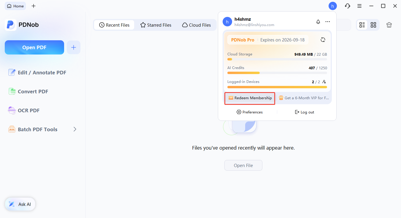 redeem membership option