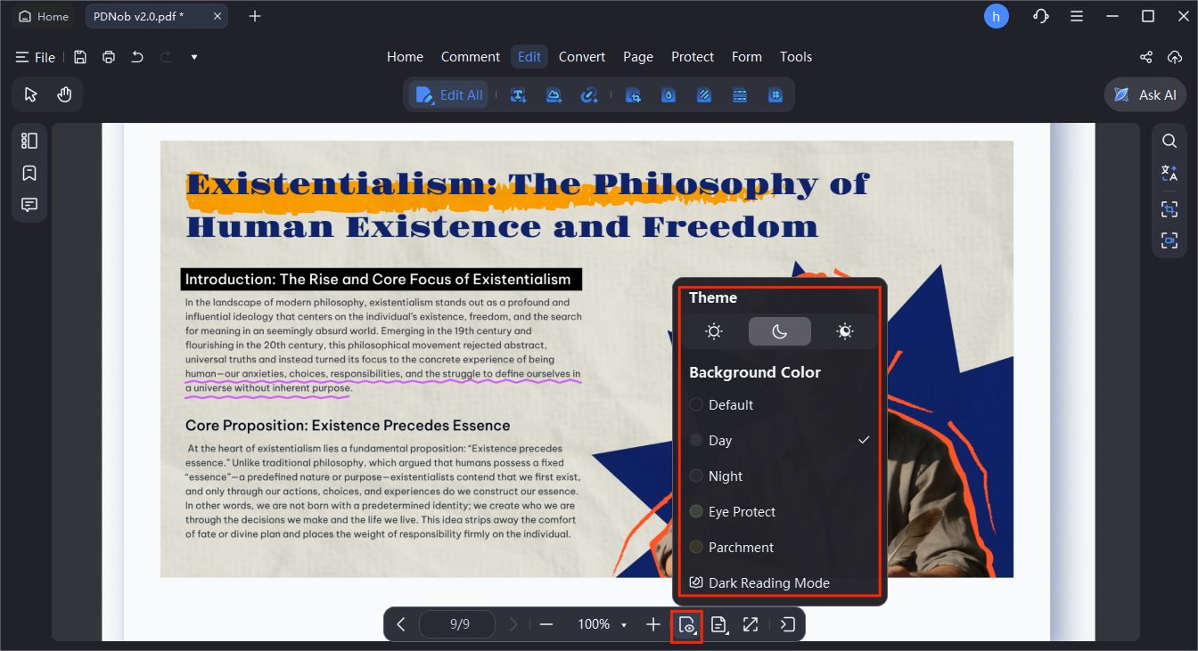 theme and background modes